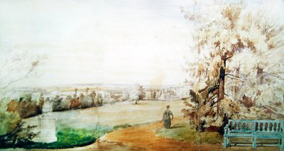 Uitzicht op het park van Monsieur Geruin in Marly-le-Roi, 1837 door Francois Edme Ricois
