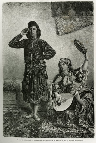 Mesopotamische danseres en muzikanten, in Saint Jean d