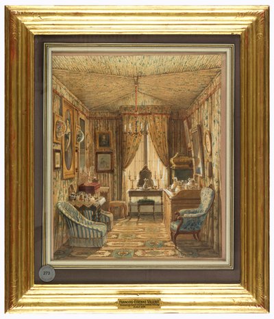 Tekening, Interieur van een kleedkamer met tentplafond door Francois Etienne Villeret