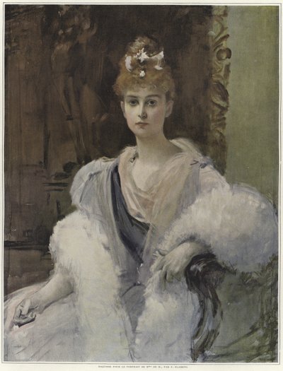 Schets voor een portret van Mme de M door Francois Flameng