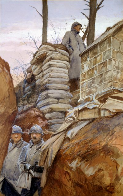 De uitkijk van Mont Renault (april 1918) door Francois Flameng