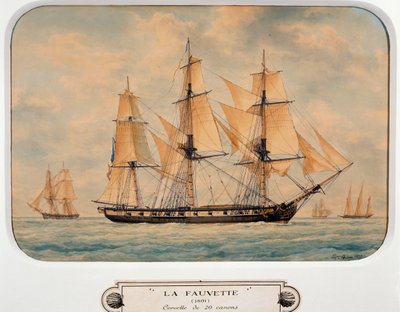 De korvet Fauvette, Frankrijk door Francois Geoffroy Roux