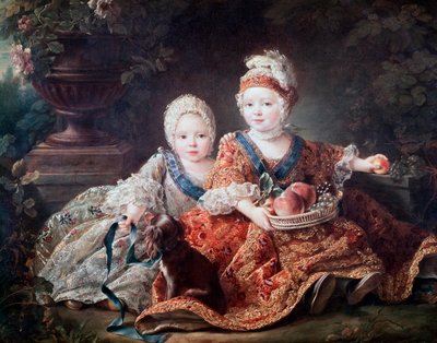 Hertog van Berry (later Lodewijk XVI) en Graaf van Provence (later Lodewijk XVIII) als kinderen door Francois Hubert Drouais