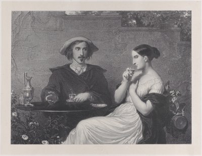 Het Café, 1840 door Francois Joseph Aime de Lemud