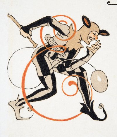 Letter E uit Personages de Comedie, uitgegeven 1922 door Francois Louis Schmied