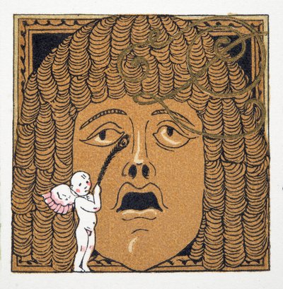 Neus gekieteld door Cupido, uit Personages de Comedie, pub. 1922 (pochoir print) door Francois Louis Schmied