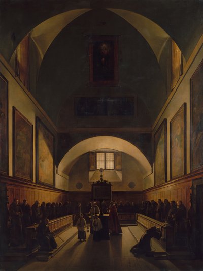 Het koor van de Kapucijnenkerk in Rome, 1814-15 door Francois Marius Granet