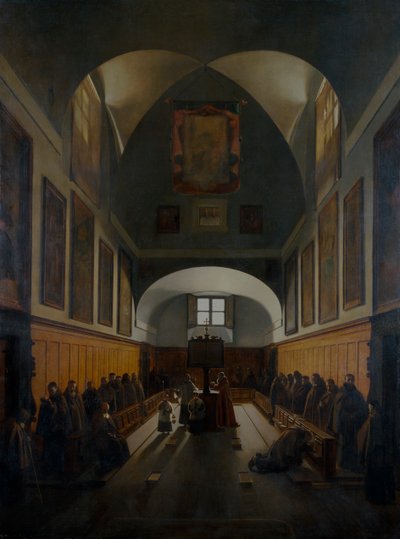 Het koor van de Kapucijnenkerk, Rome, 1817 door Francois Marius Granet