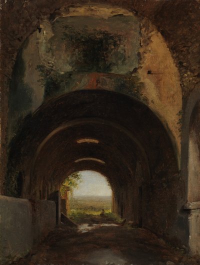 Uitzicht in de Stallen van de Villa van Maecenas, Tivoli door Francois Marius Granet