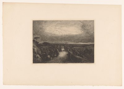 Landschap met ruiter in een menigte door Francois Nicolas Chifflart
