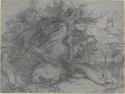 Studie voor "Verrassing" (Slag van de Tijgers) door Francois Nicolas Chifflart