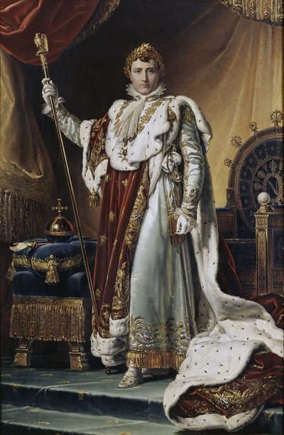 Portret van keizer Napoleon I Bonaparte 1769-1821 in zijn kroningsgewaden, ca. 1804 door Francois Pascal Simon Gerard