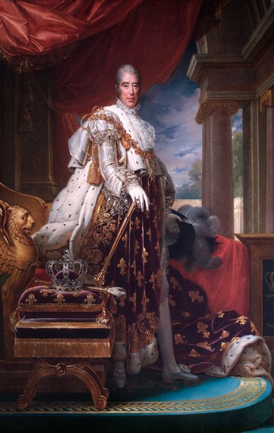 Portret van koning Karel X van Frankrijk in zijn kroningsgewaden, ca. 1824 door Francois Pascal Simon Gerard
