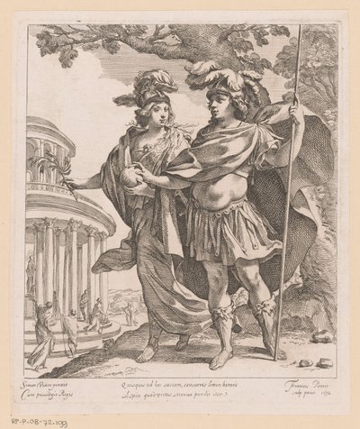 Minerva toont Lodewijk XIII de tempel van de glorie door Francois Perrier