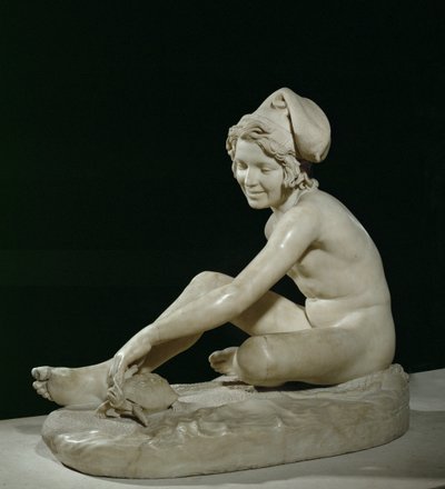 Napolitaanse vissersjongen spelend met een schildpad (sculptuur) door Francois Rude