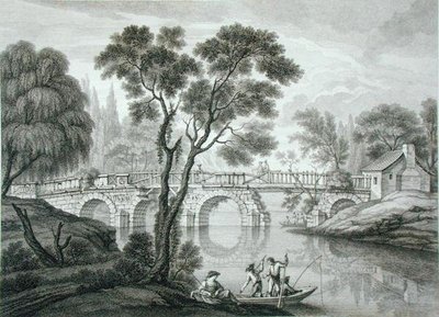 Ontwerp voor een Vervallen Brug voor de Tuin bij Syon House, gepubliceerd 1778 door Francois Vivarez