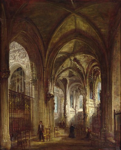 Interieur van de Kerk van St. Pierre, Caen, 1861 door Francois d
