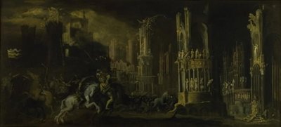 Architectonische fantasie met de bekering van Saul (Sint Paulus) door Francois de Nome