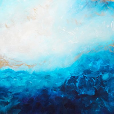 Diepblauwe abstractie door Françoise Wattré