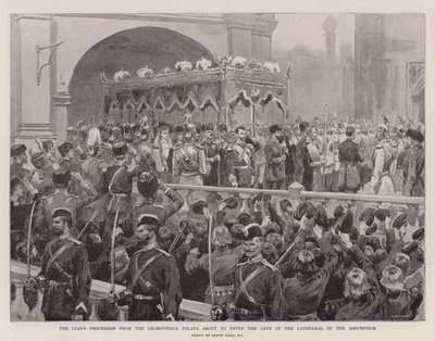 De processie van de tsaar van de Granovitaya Palata op weg naar de poort van de Kathedraal van de Ontslapenis door Frank (after) Dadd