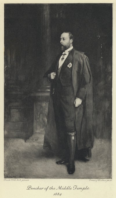 De Prins van Wales, de toekomstige koning Edward VII, als Bencher van de Middle Temple door Frank (after) Holl