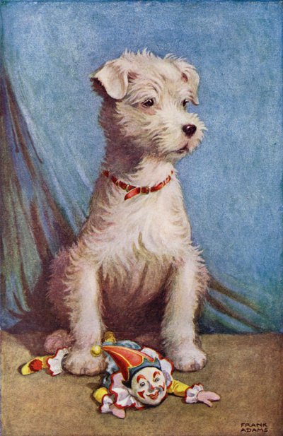 Hond met een speelgoedclown door Frank Adams