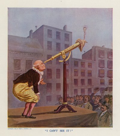 "Ik kan het niet zien" (kleurenlitho) door Frank Beard