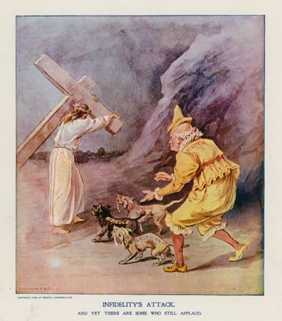 De aanval van ontrouw (kleurenlitho) door Frank Beard