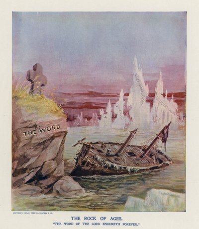 De rots der Ages (kleurenlitho) door Frank Beard