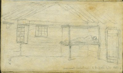 Eenpersoonsbed en buffelvel lijst, 1851 door Frank Blackwell Mayer