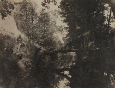 Landschap met Zittende Figuur aan de Oever van een Stroom, c. 1856 door Frank Chauvassaignes