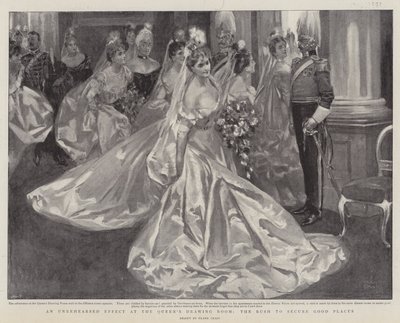 Een Ongepland Effect in de Ontvangstkamer van de Koningin, de Stormloop om Goede Plaatsen te Bemachtigen door Frank Craig