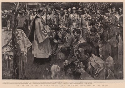 Aan de vooravond van de slag, de viering van de Heilige Communie op de Veldt door Frank Craig
