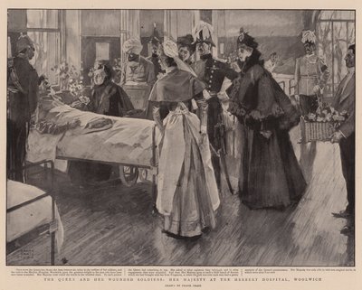 De koningin en haar gewonde soldaten, Hare Majesteit in het Herbert Hospital, Woolwich door Frank Craig