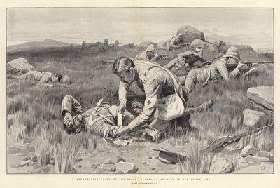 Een Niet-Strijdende Held aan het Front een Chirurg aan het Werk in de Vuurlinie door Frank Dadd