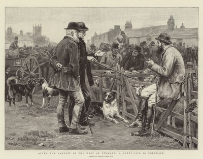 Na de oogst in het westen van Engeland, een schapenmarkt in Cornwall door Frank Dadd