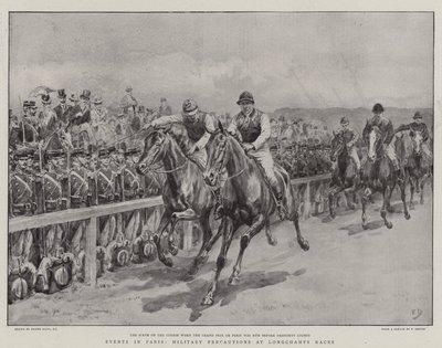 Gebeurtenissen in Parijs, militaire voorzorgsmaatregelen bij Longchamps Races door Frank Dadd