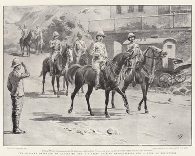 De dappere verdediger van Ladysmith en zijn staf verlaten het hoofdkwartier voor een inspectietour door Frank Dadd