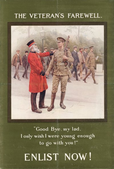 Het afscheid van de veteraan (litho) door Frank Dadd
