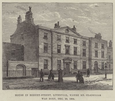 Huis in Rodney-Street, Liverpool, waar de heer Gladstone werd geboren, 29 december 1809 door Frank Watkins