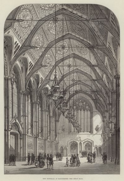 Nieuw stadhuis in Manchester, de grote zaal door Frank Watkins