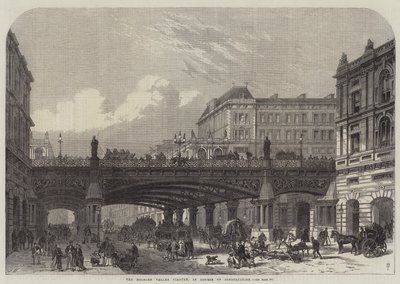 Het Holborn Valley Viaduct, in Aanbouw door Frank Watkins