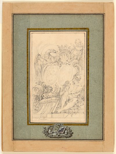 Wapenboekplaat voor Crozat, Baron de Thiers door François Boucher
