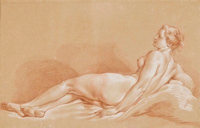 Boucher - Liggende jonge vrouw door François Boucher