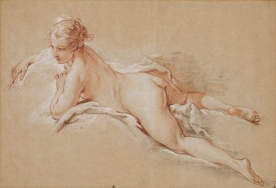 Frans: Vrouw ligt op haar buik door François Boucher