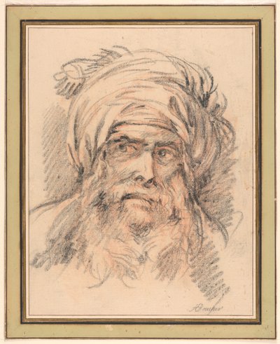 Hoofd van een man met tulband door François Boucher