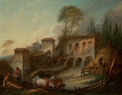 Imaginaire Landschap met de Palatijnse Heuvel vanuit Campo Vaccino, 1734 door François Boucher