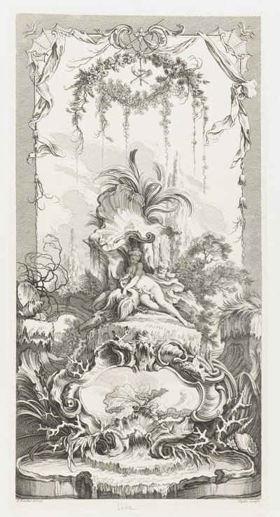 Léda in Nieuwe concepten voor schermen [Morceaux pour des paravents] door François Boucher