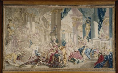 Manufacture de Beauvais - Psyche geleid door Zephyr in het paleis van de Liefde en Psyche die haar rijkdom toont aan haar zussen, Na 1741 door François Boucher