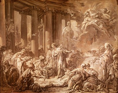Psyche ontvangt de goddelijke eer (voorbereidende studie), c.1740 door François Boucher